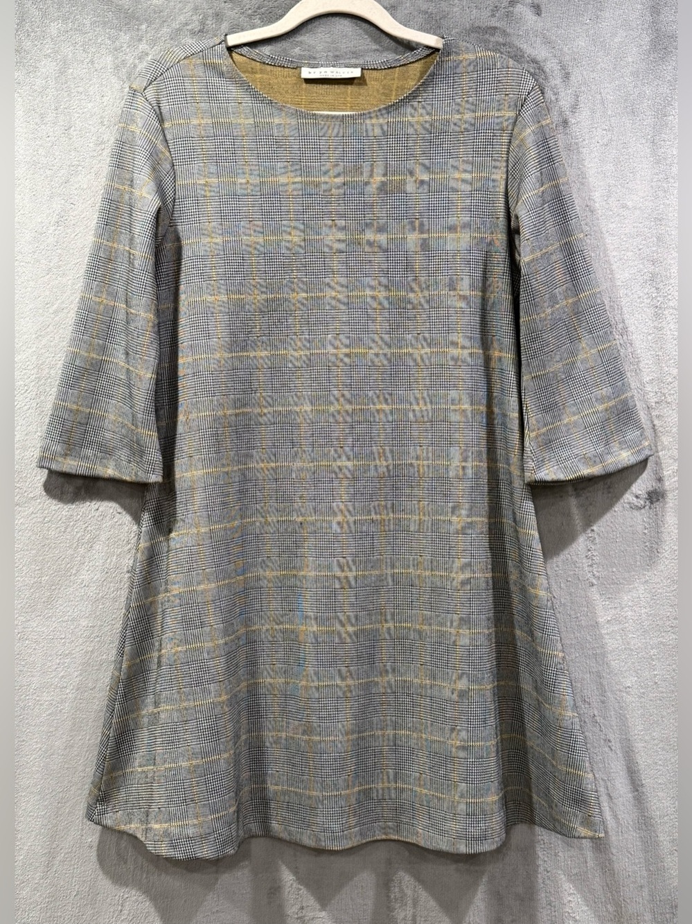 Bryn Walker‎ Irys Carnaby Plaid 3/4 Sleeve A-Line Dress Tunic Womens M Preppy